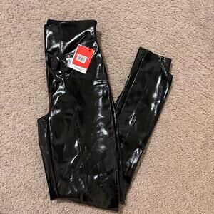 Spanx Women's Black Faux Patent Leather Leggings Size XS